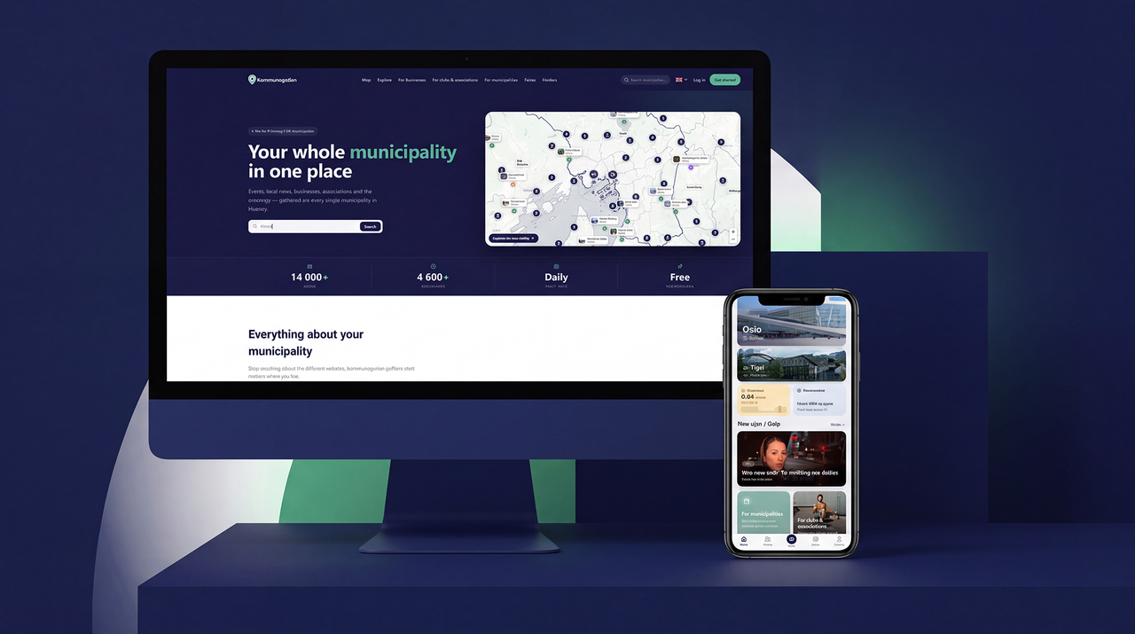 Kommuneguiden — ny forside på desktop og mobil