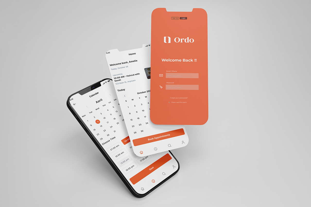 Ordo — innlogging og bookingflyt i appen