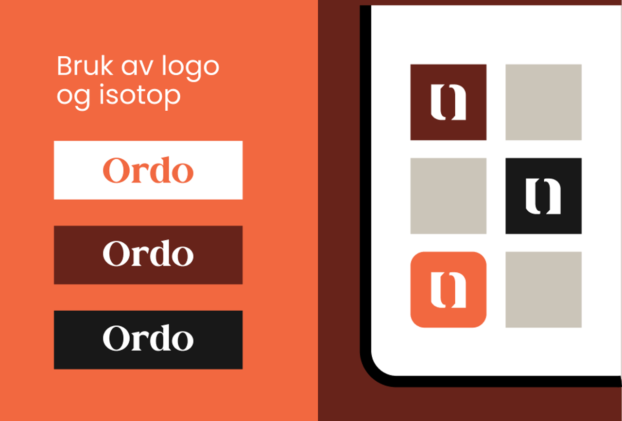 Ordo — bruk av logo og symbol på ulike bakgrunner