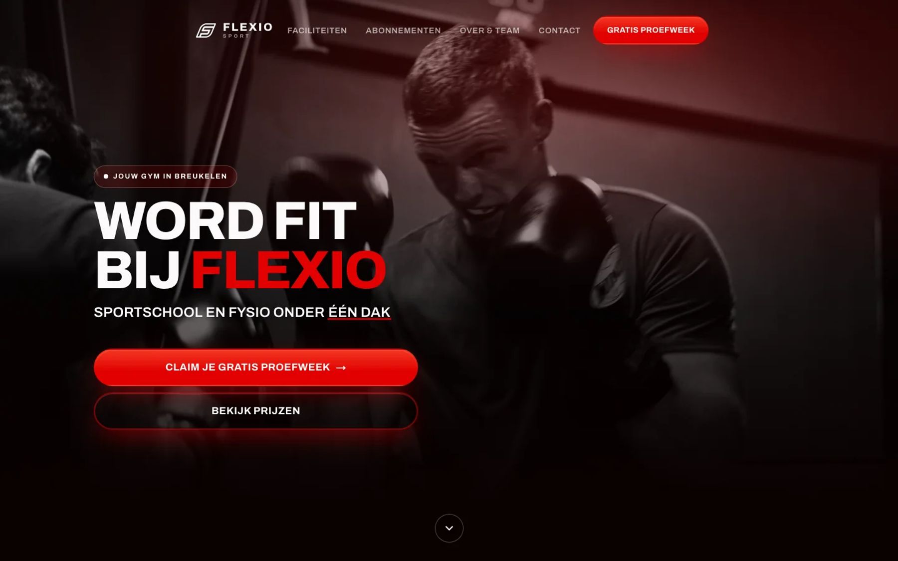 De homepage met de proefweek als knop