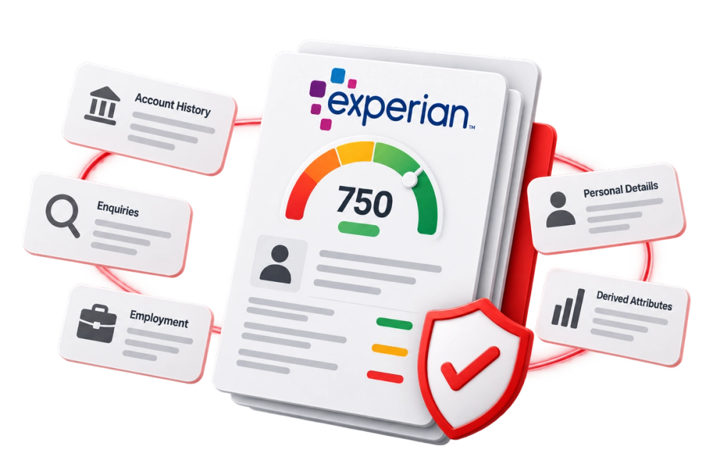 Illustration of a verified identity document representing the Credit Report Experian API