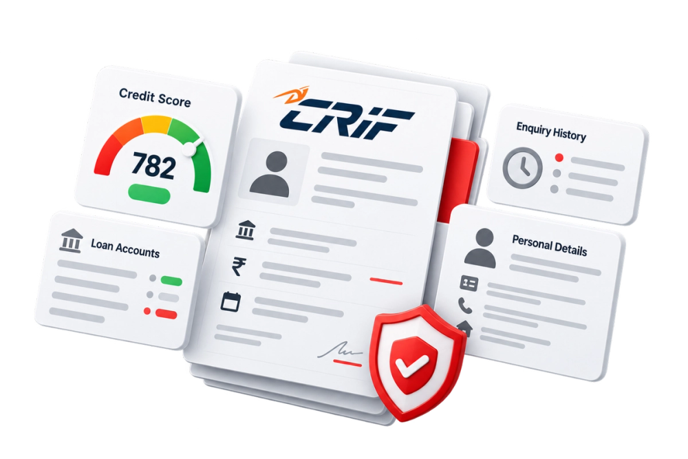 Illustration of a verified identity document representing the Credit Report Crif API