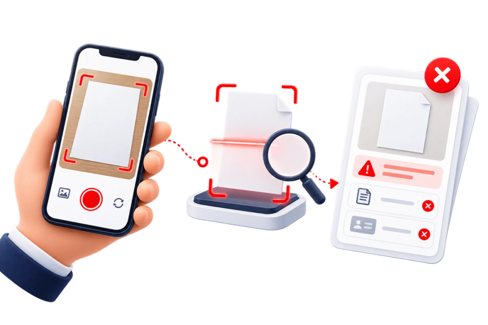 Illustration of a verified identity document representing the Blank Paper Validation API