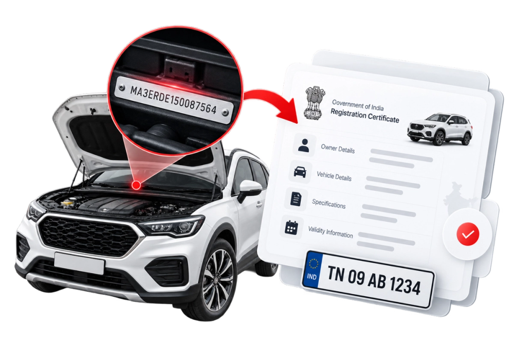 Illustration of a verified identity document representing the Chassis To RC Details API