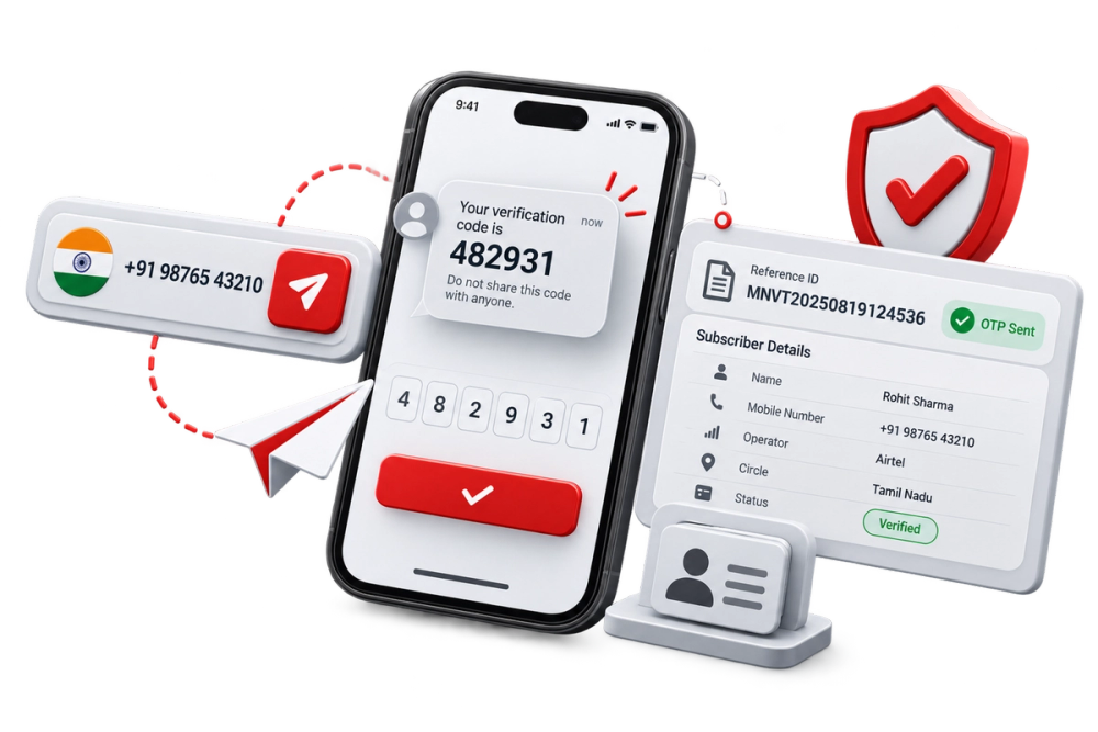 Illustration of a verified identity document representing the MNV Generate OTP API