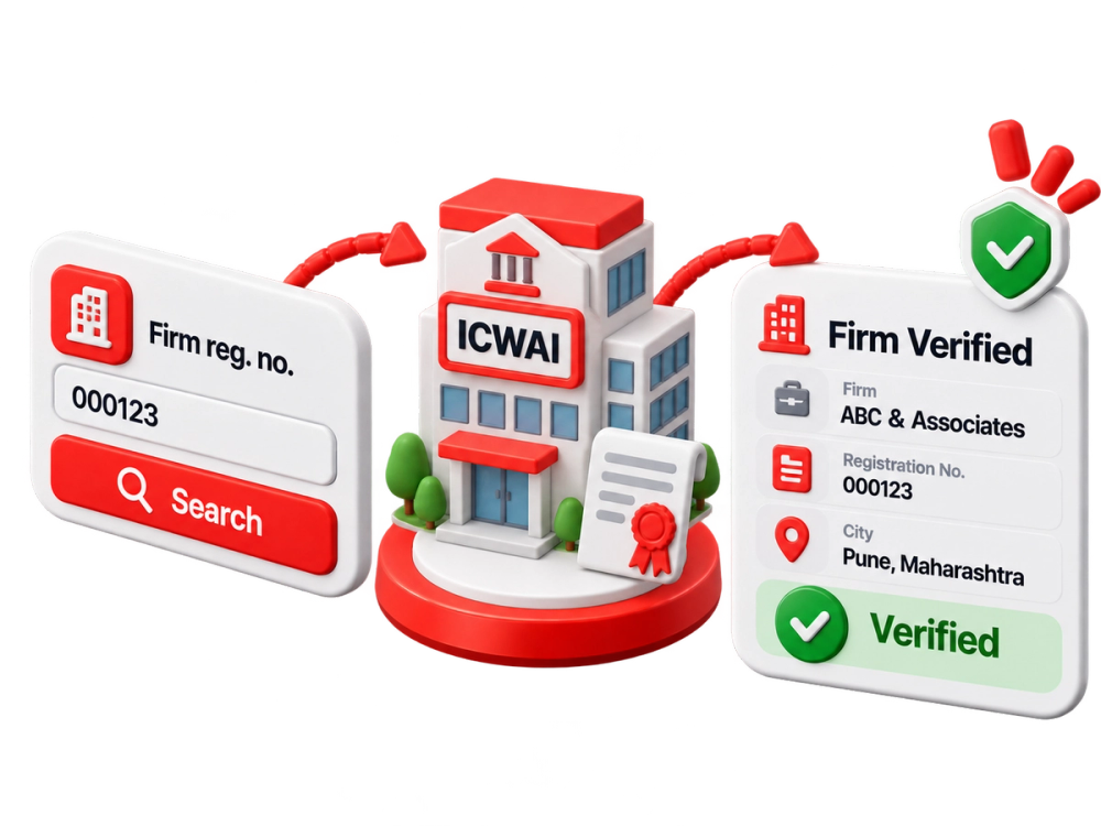 Illustration of a verified record representing the ICWAI Firm Verification API
