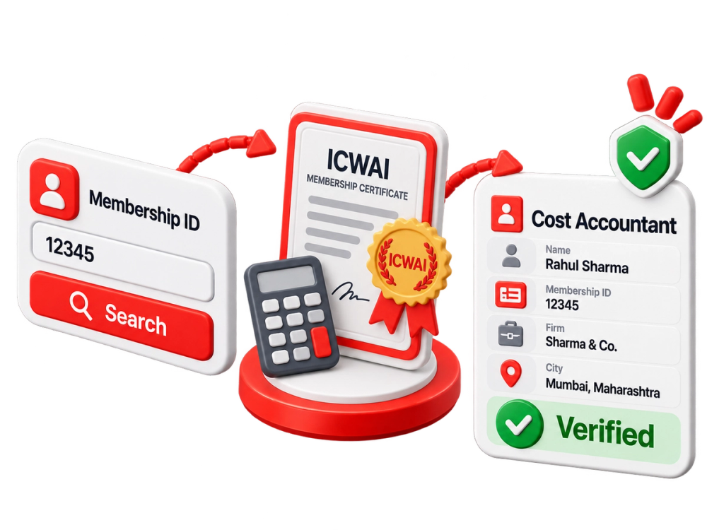 Illustration of a verified record representing the ICWAI Member Verification API