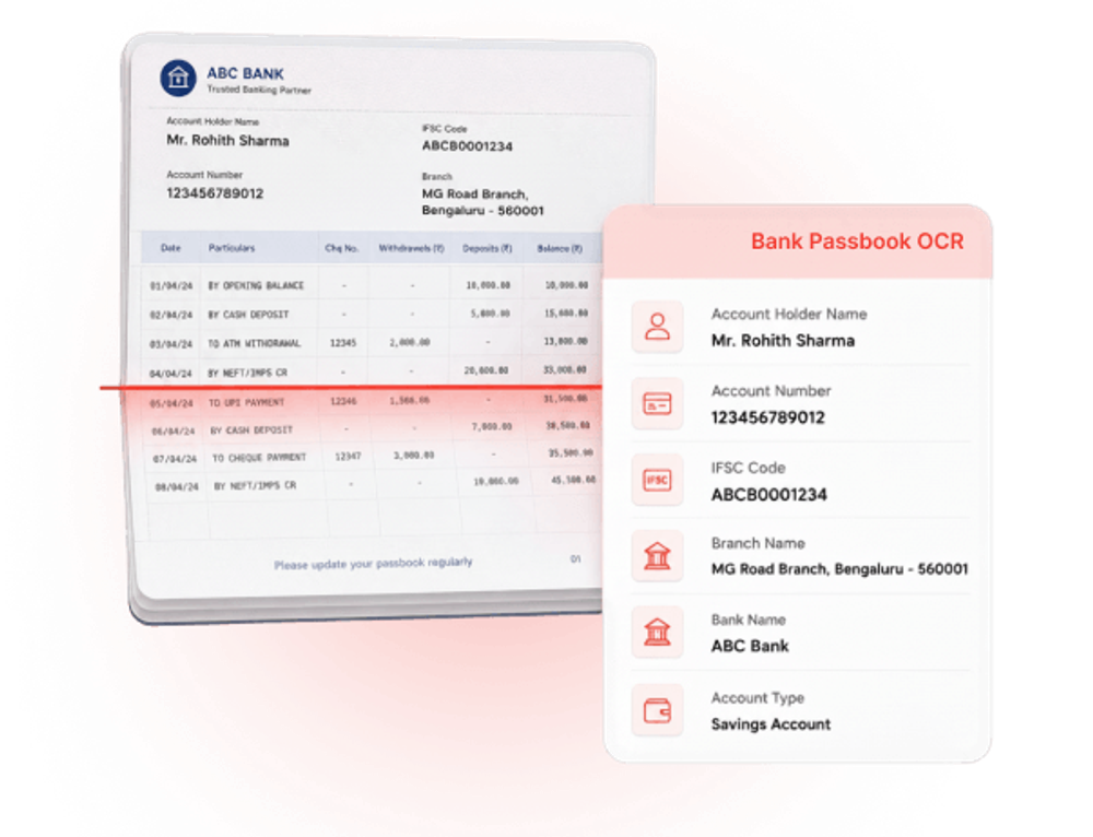 Bank Passbook OCR illustration