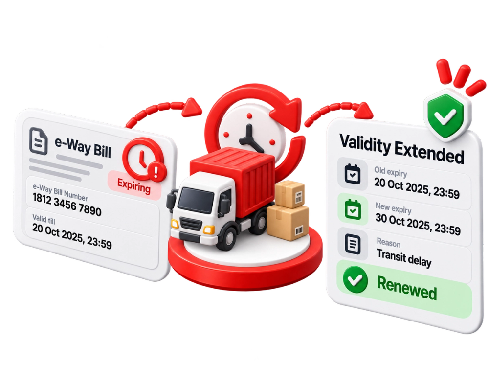 Illustration of a verified record representing the Renew e-Way Bill API