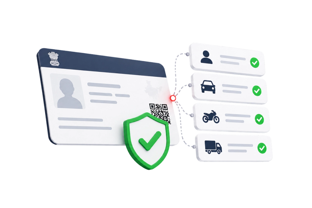Illustration of a verified identity document representing the DL Basic API