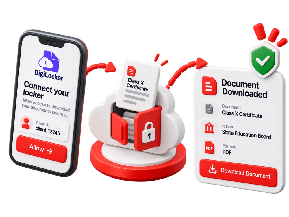 Illustration of a verified record representing the DigiLocker Signup Download API