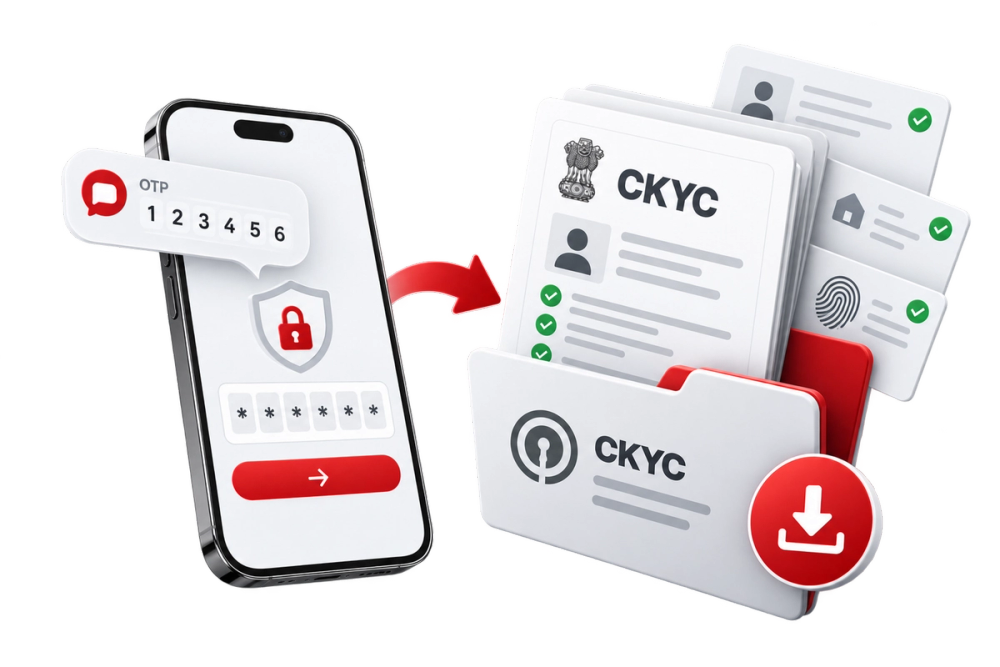Illustration of a verified identity document representing the CKYC Download via OTP API