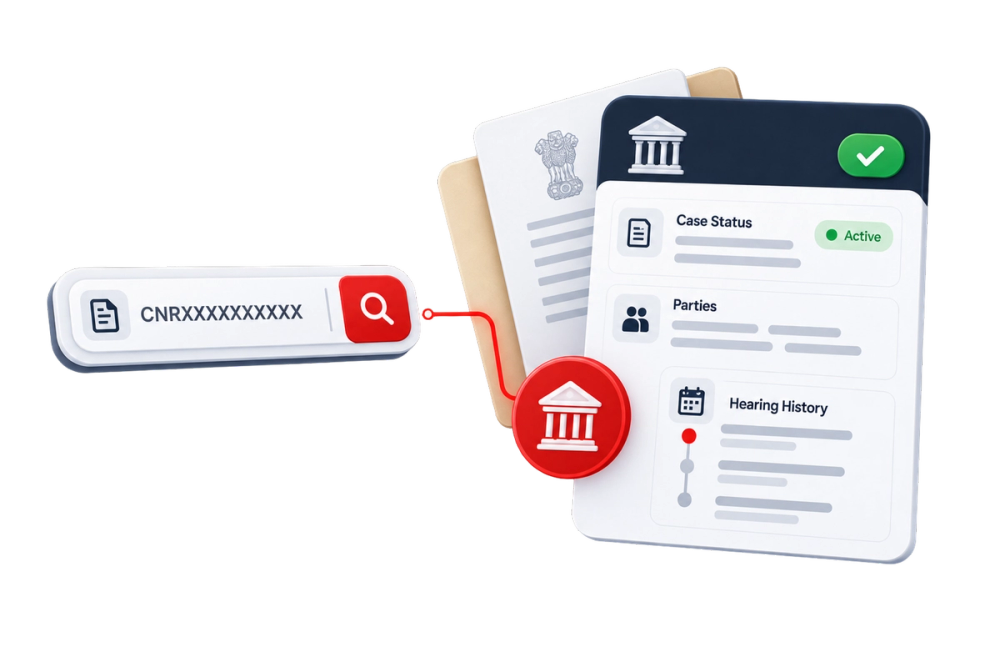 Illustration of a verified identity document representing the Ecourt CNR Search API