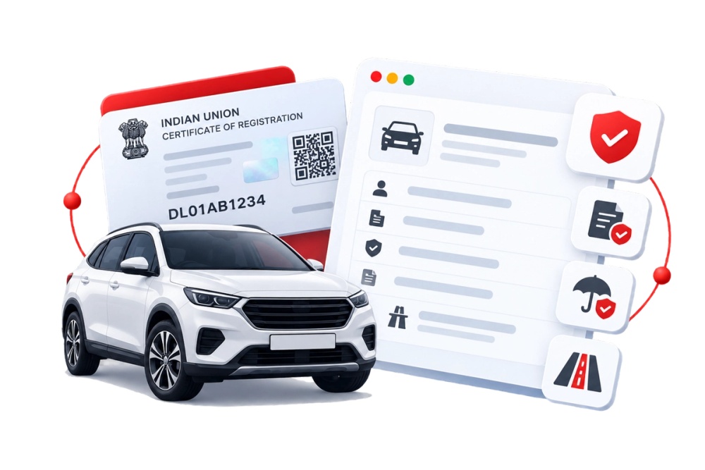 Illustration of a verified identity document representing the Vehicle RC API