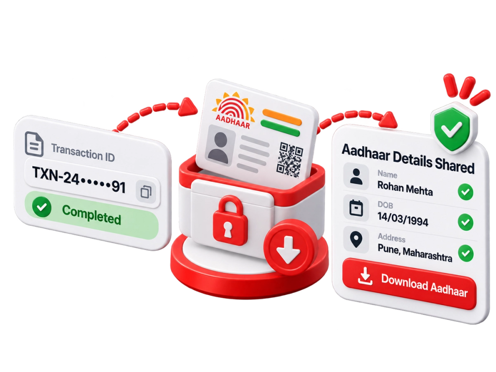 Illustration of a verified record representing the OVSE Aadhaar Download API