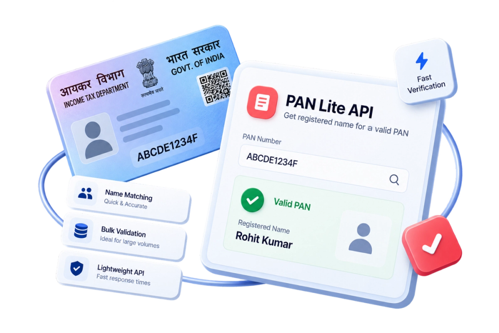 Illustration of a verified identity document representing the PAN Lite API