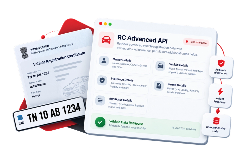 Illustration of a verified identity document representing the RC Advanced API