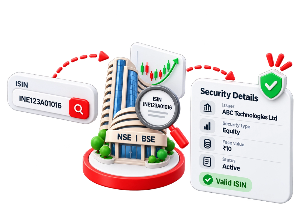 Illustration of a verified identity document representing the Search ISIN Record API