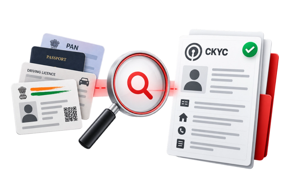 Illustration of a verified identity document representing the CKYC Search API