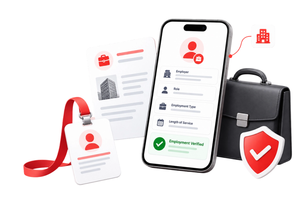 Illustration of a verified identity document representing the Current Employment Details API