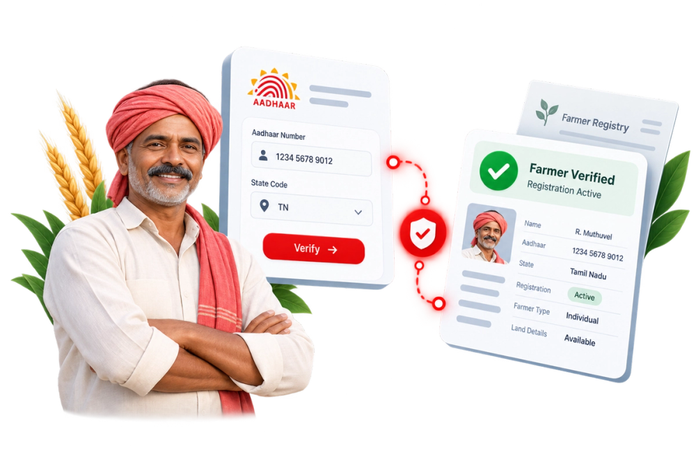 Illustration of a verified identity document representing the Farmer Verification API