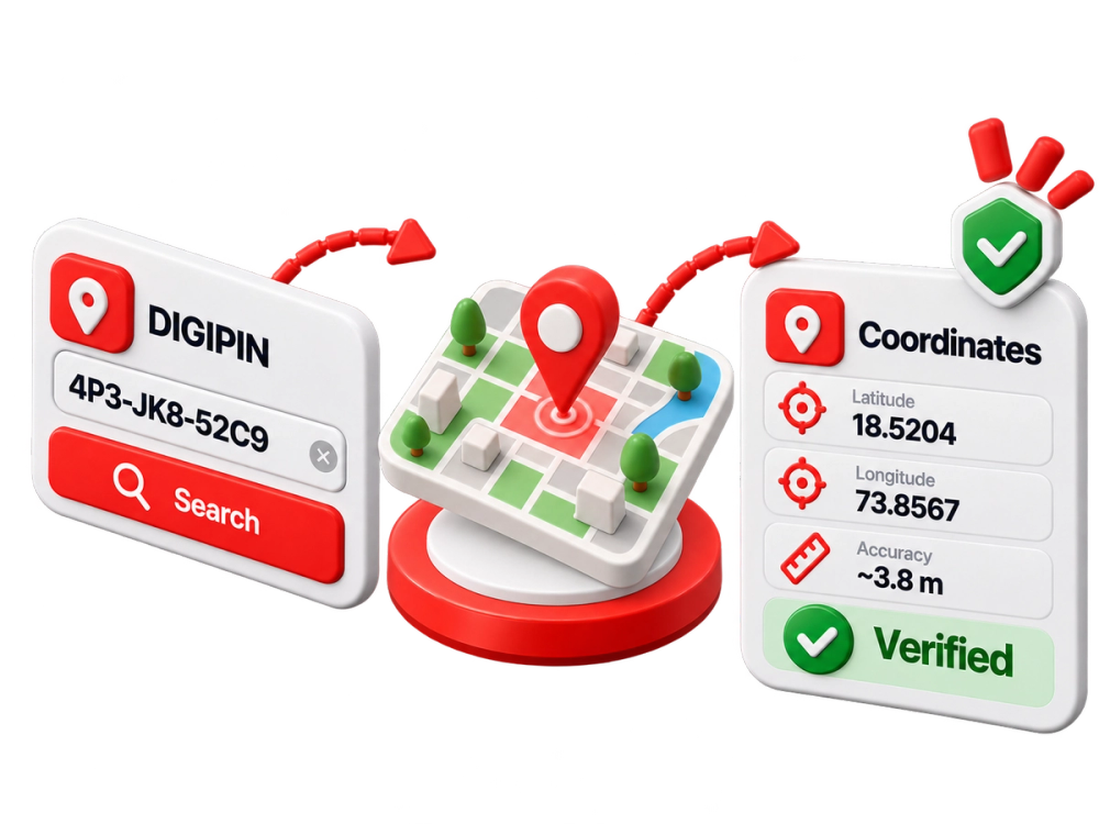 Illustration of a verified record representing the DIGIPIN Reverse API