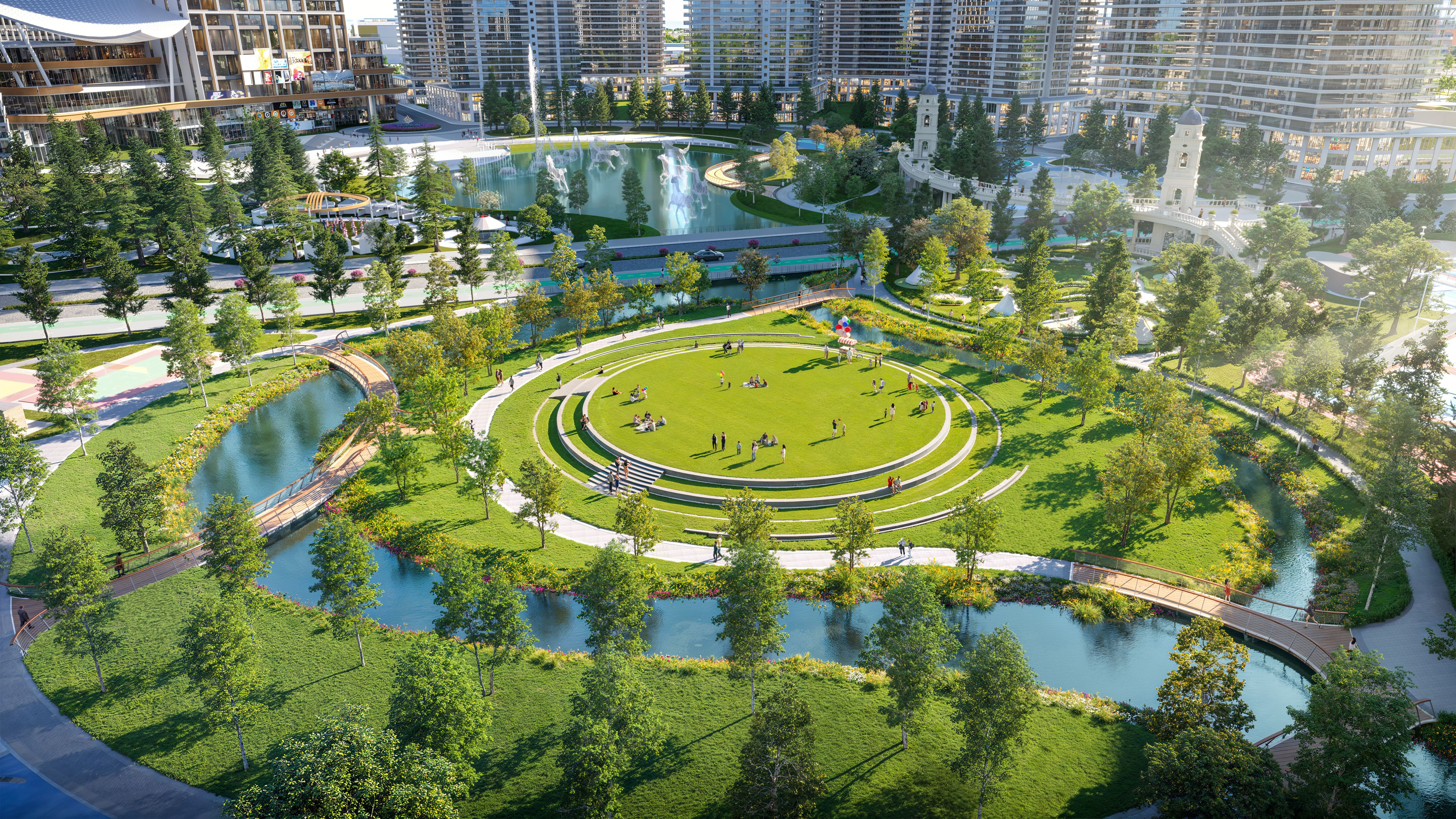 Долбоордун жалпы аймагынын 71%ын түзгөн Royal Central Parkтын табигый мейкиндиктеринин, инфраструктурасынын жана көлдөрүнүн сүрөттөрү 