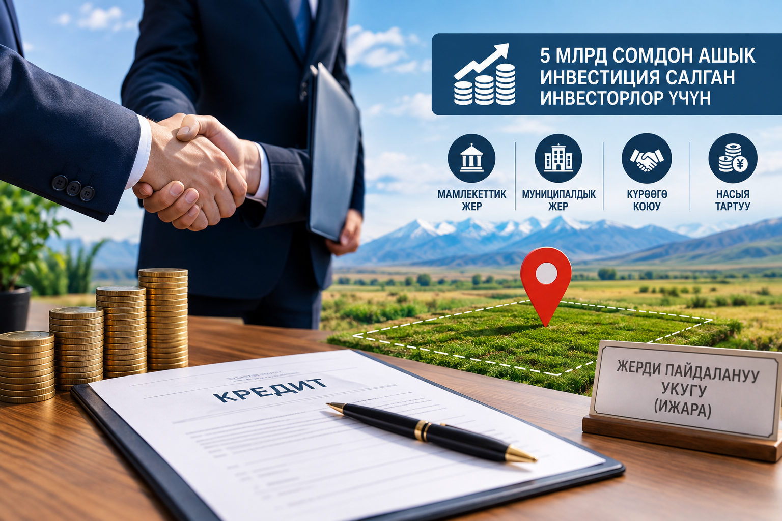 5 млрд сомдон ашык инвестиция салган инвесторлорго жерди күрөөгө коюуга уруксат берүү сунушталууда