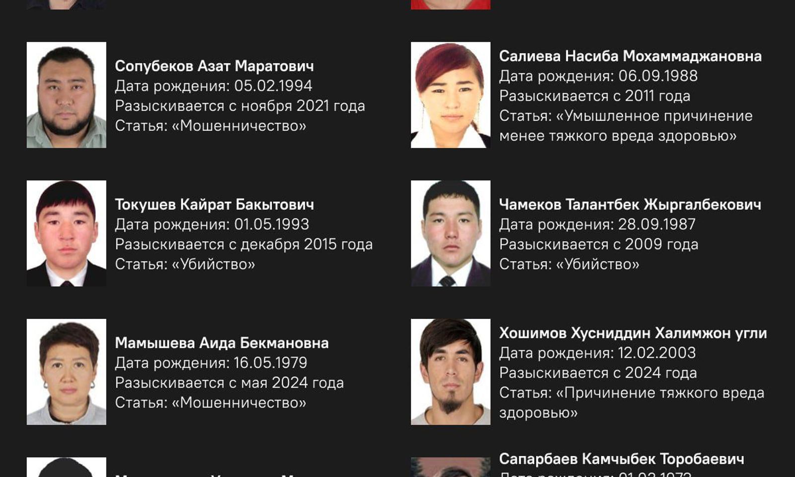 Кыргызстанда 2 миңге жакын адам издөөдө жүрөт