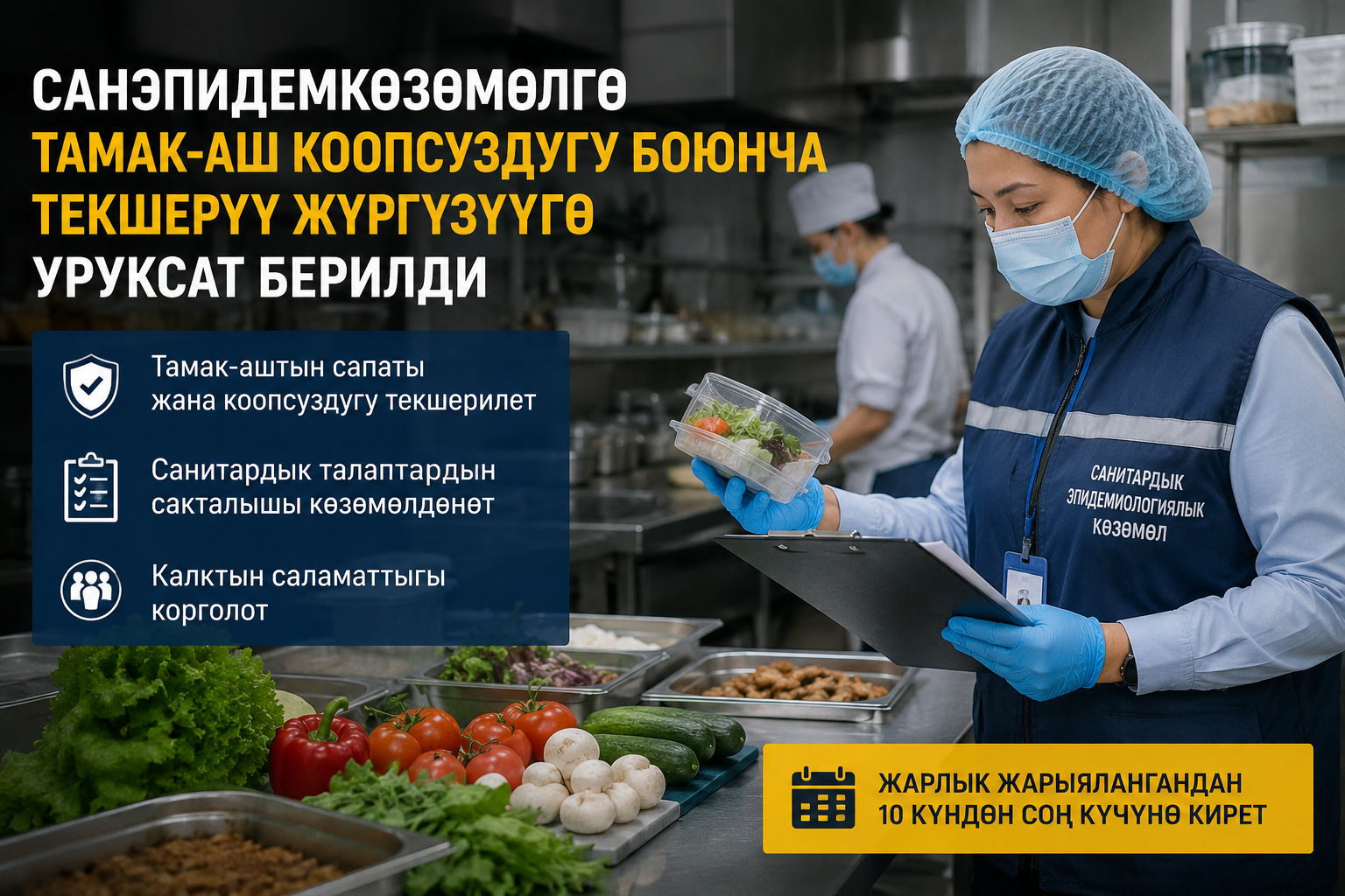 Санэпидемкөзөмөлгө тамак-аш коопсуздугун текшерүүгө уруксат берилди
