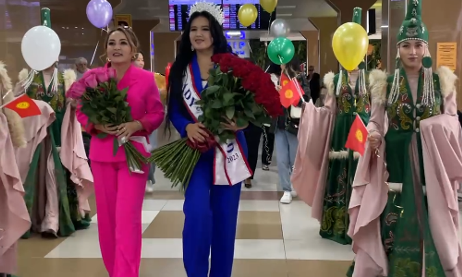 «Дүйнө айымы» аталган Айгерим Расул кызы Сочиден Бишкекке келди-видео