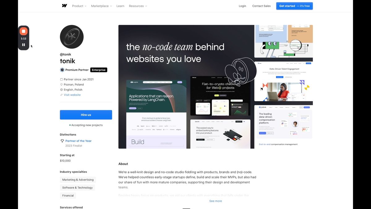Webflow $10k website
