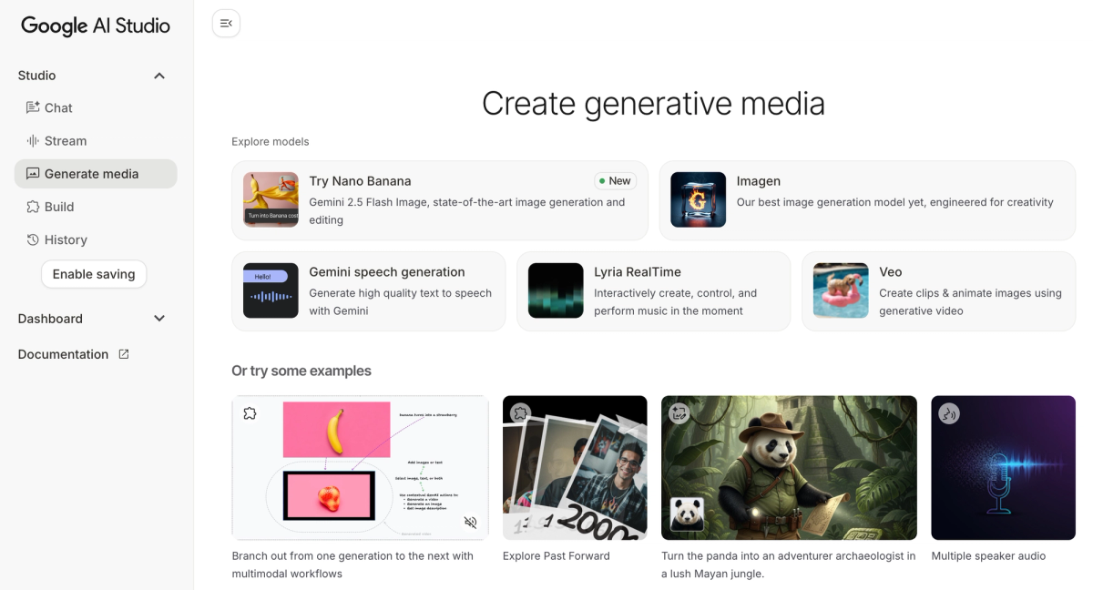 Create images and videos using AI Studio