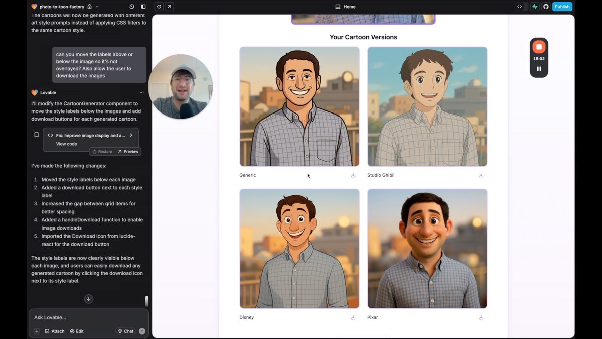 Lovable cartoon app api