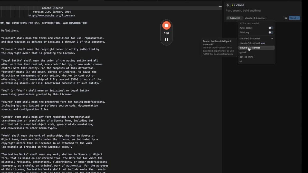 Change models in Cursor