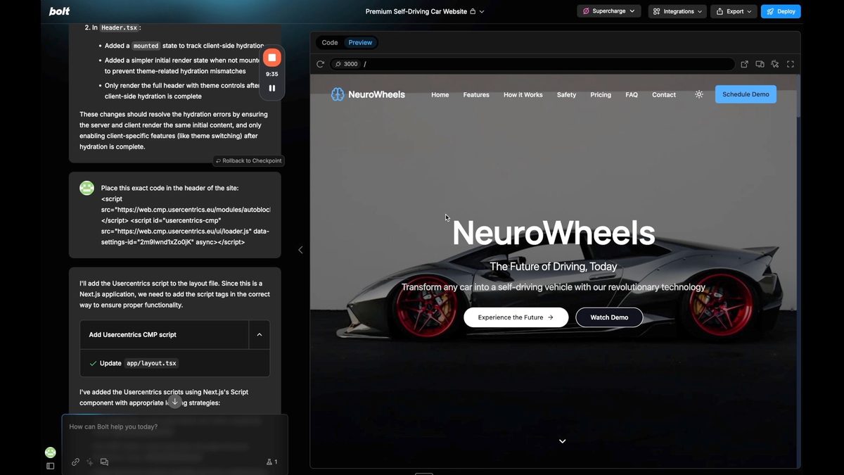 First iteration of Bolt website