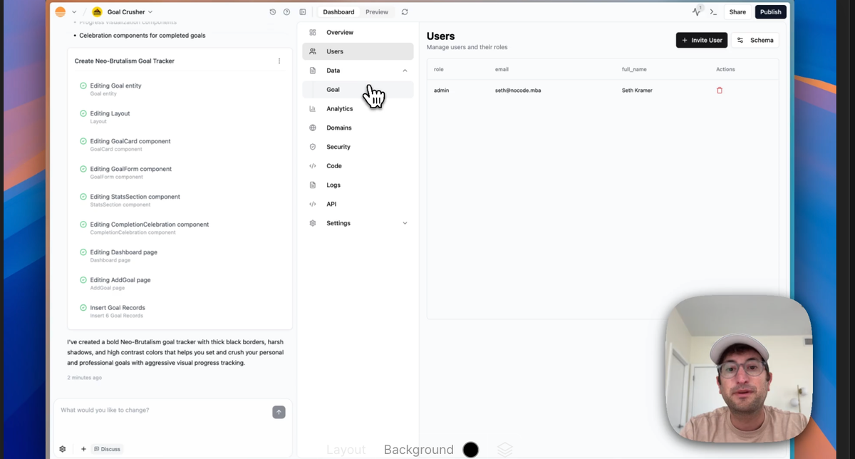 Integrated database with Base44
