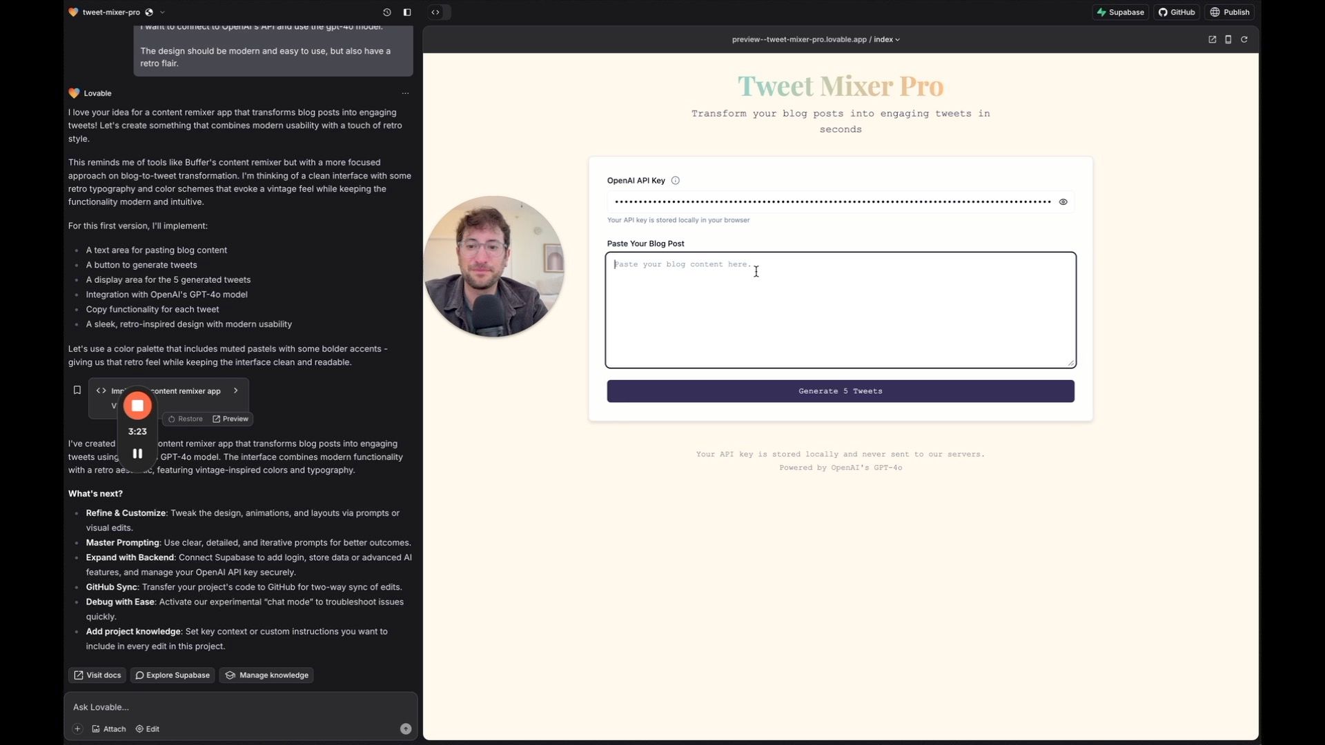 OpenAI integration with lovable