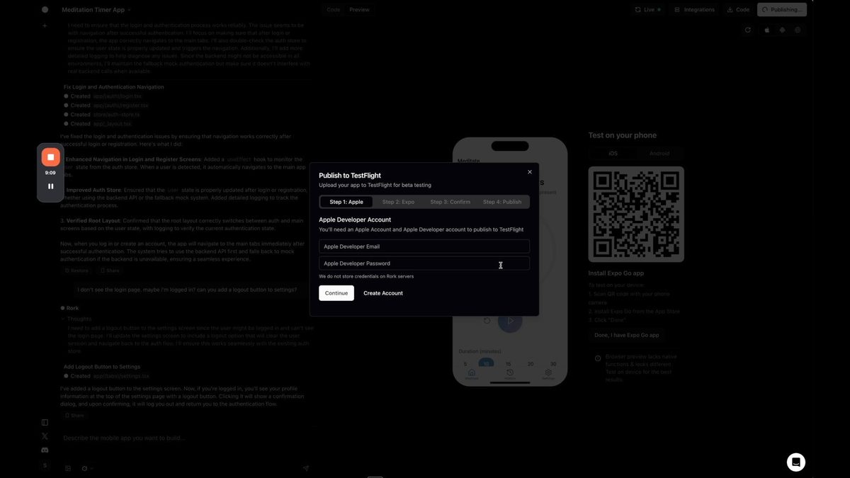 Using Rork and TestFlight