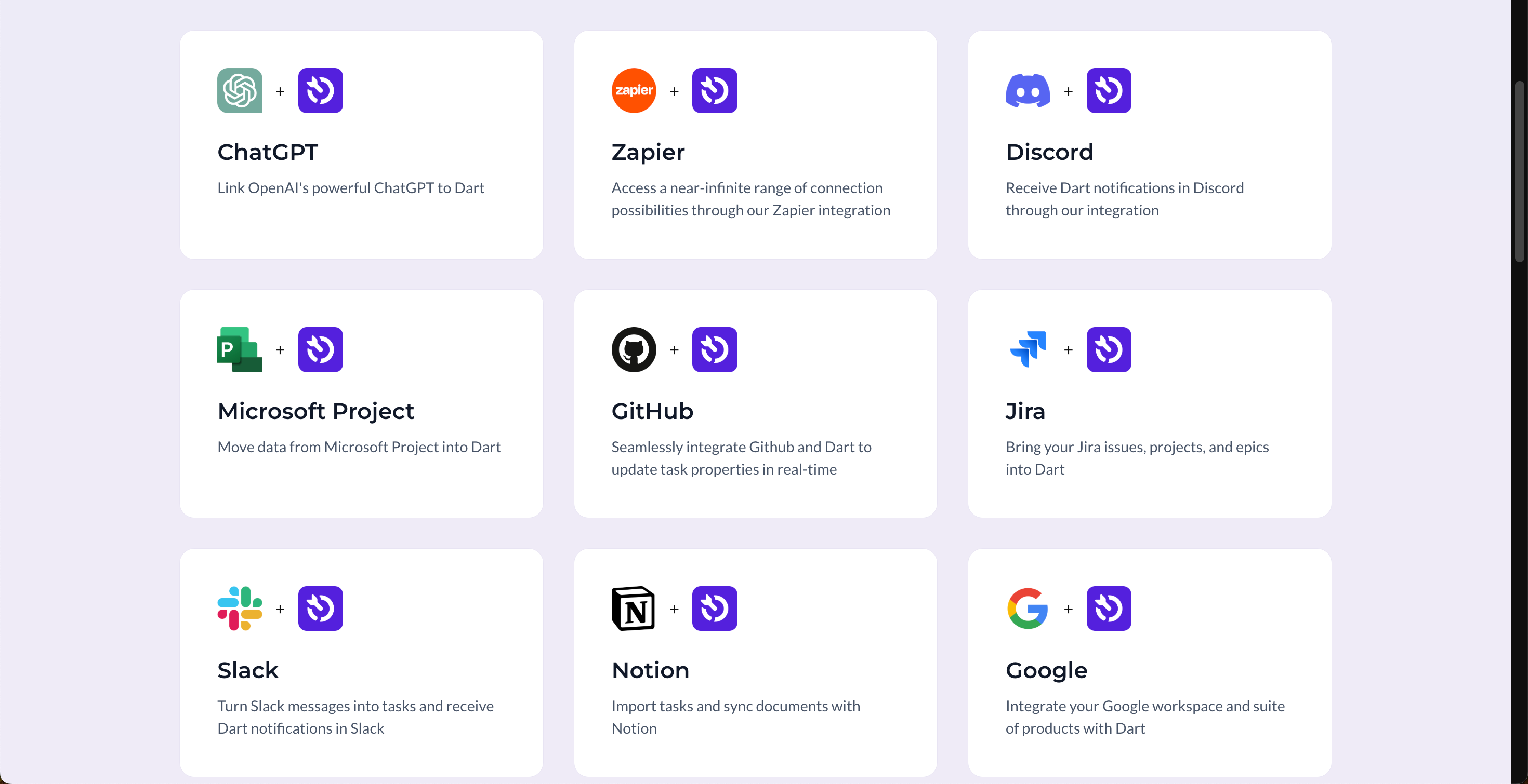 Dart integrations