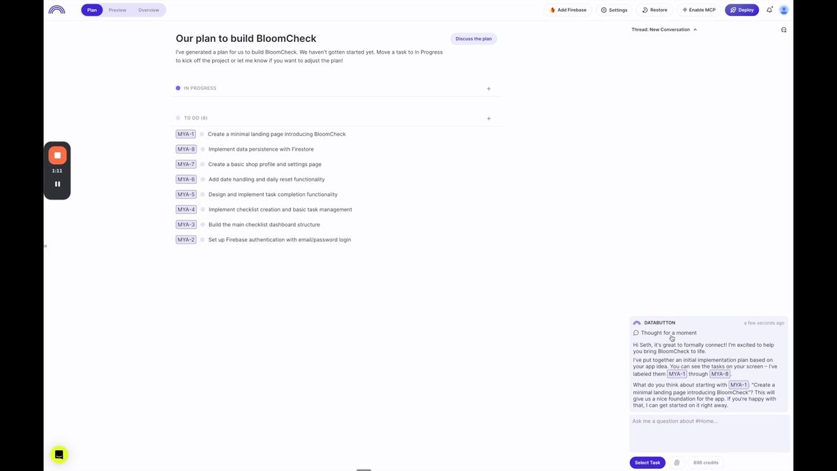Databutton creates a plan