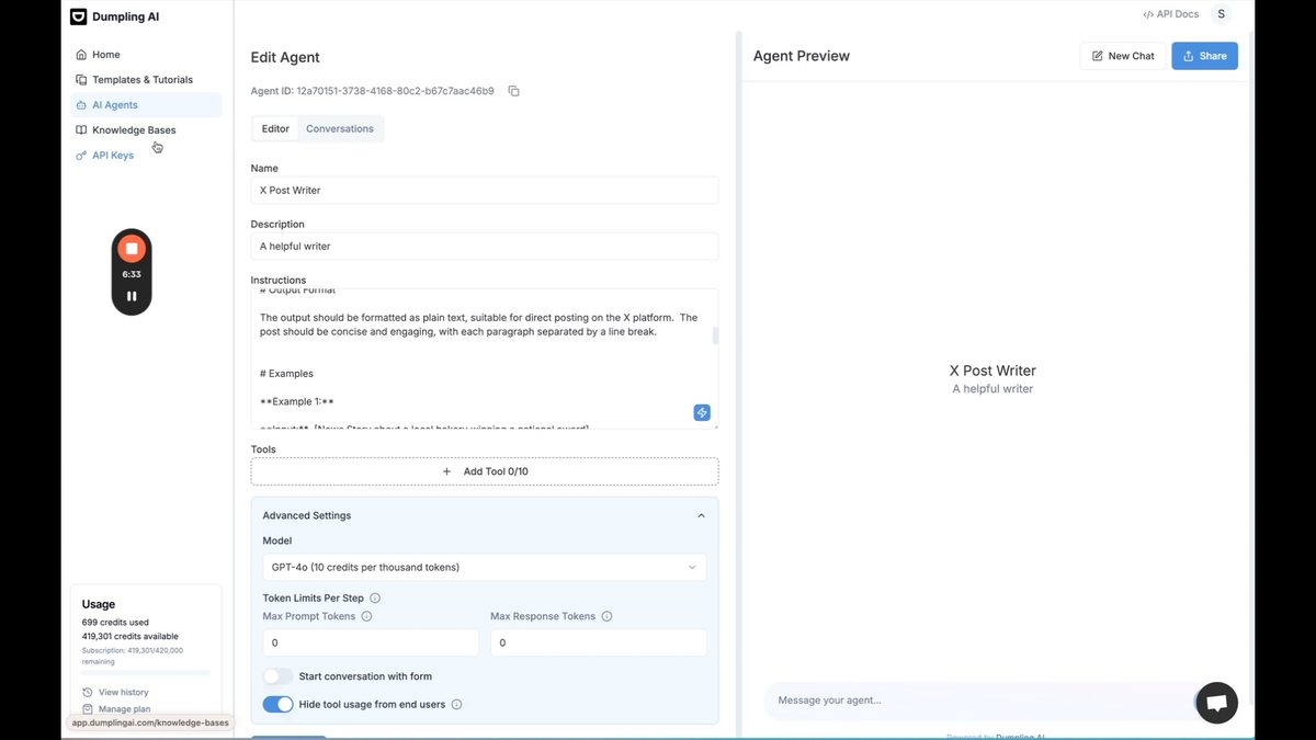 Dumpling 2nd AI agent