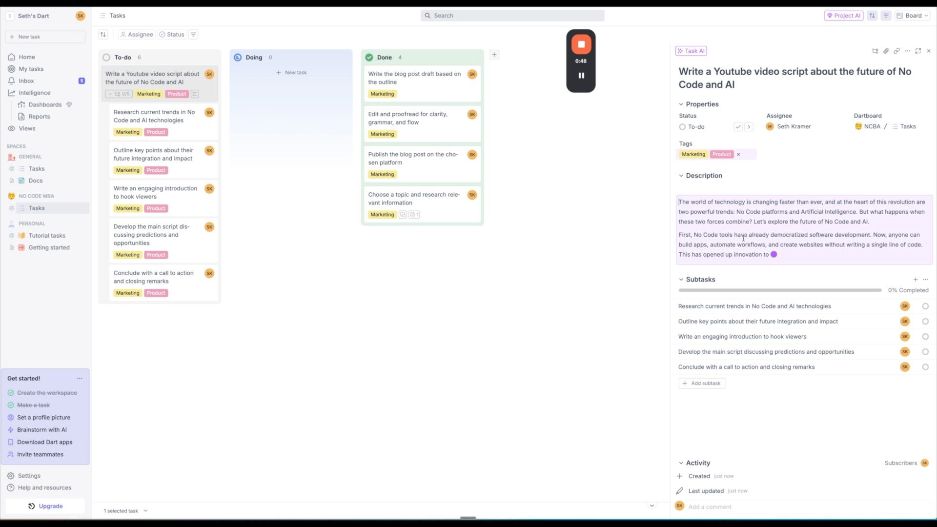 Dart AI user experience