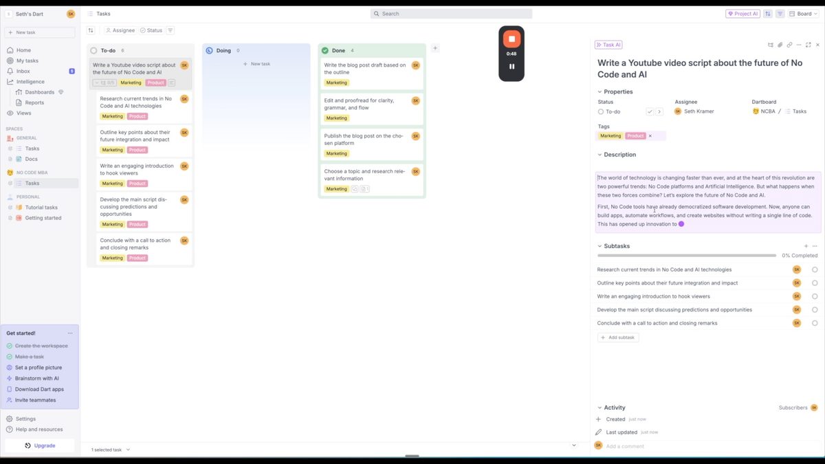 Dart AI user experience