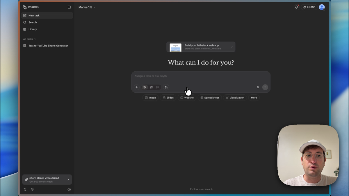 Manus AI interface