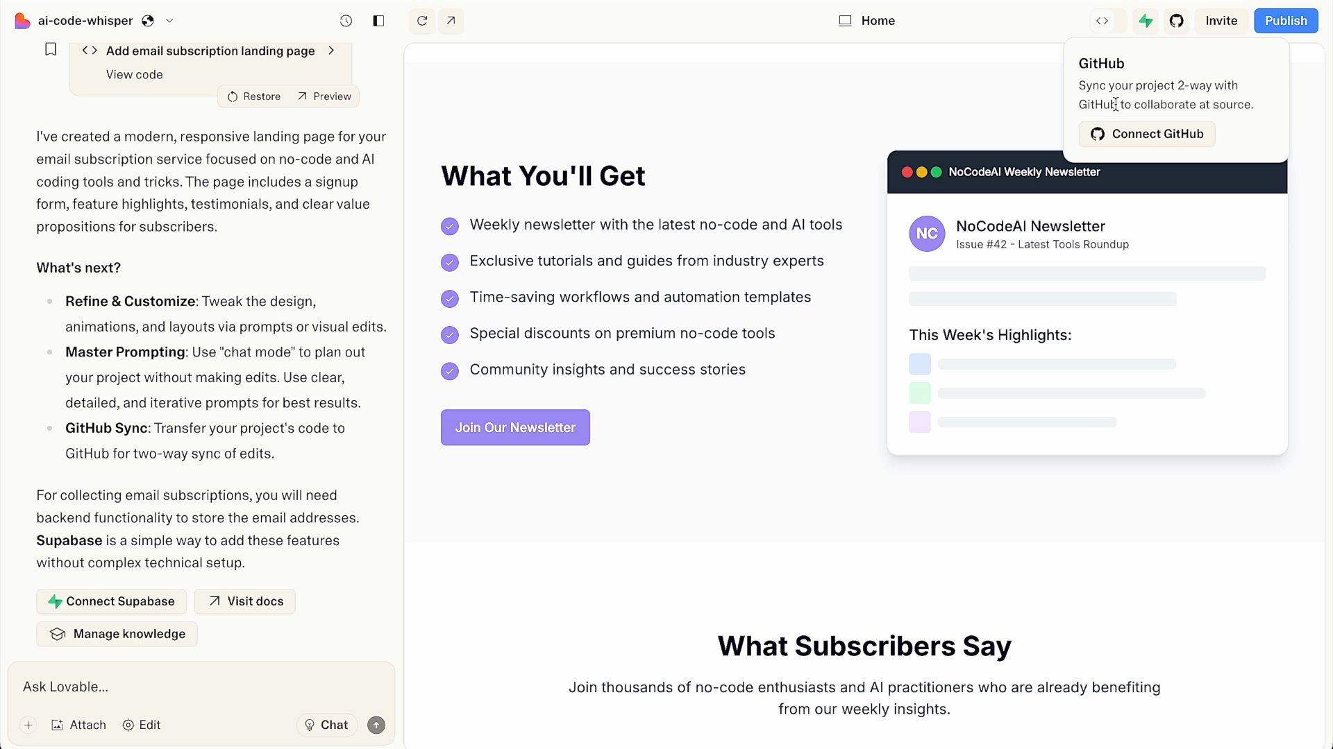 Sync Lovable with Github