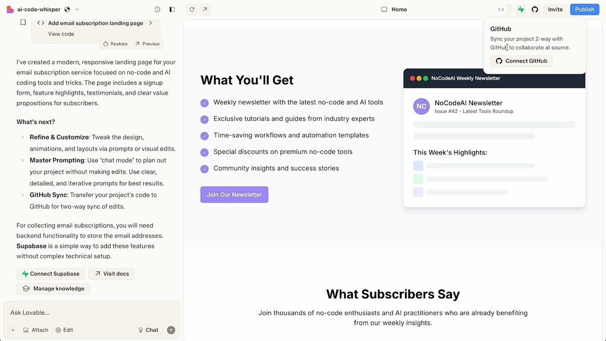 Sync Lovable with Github