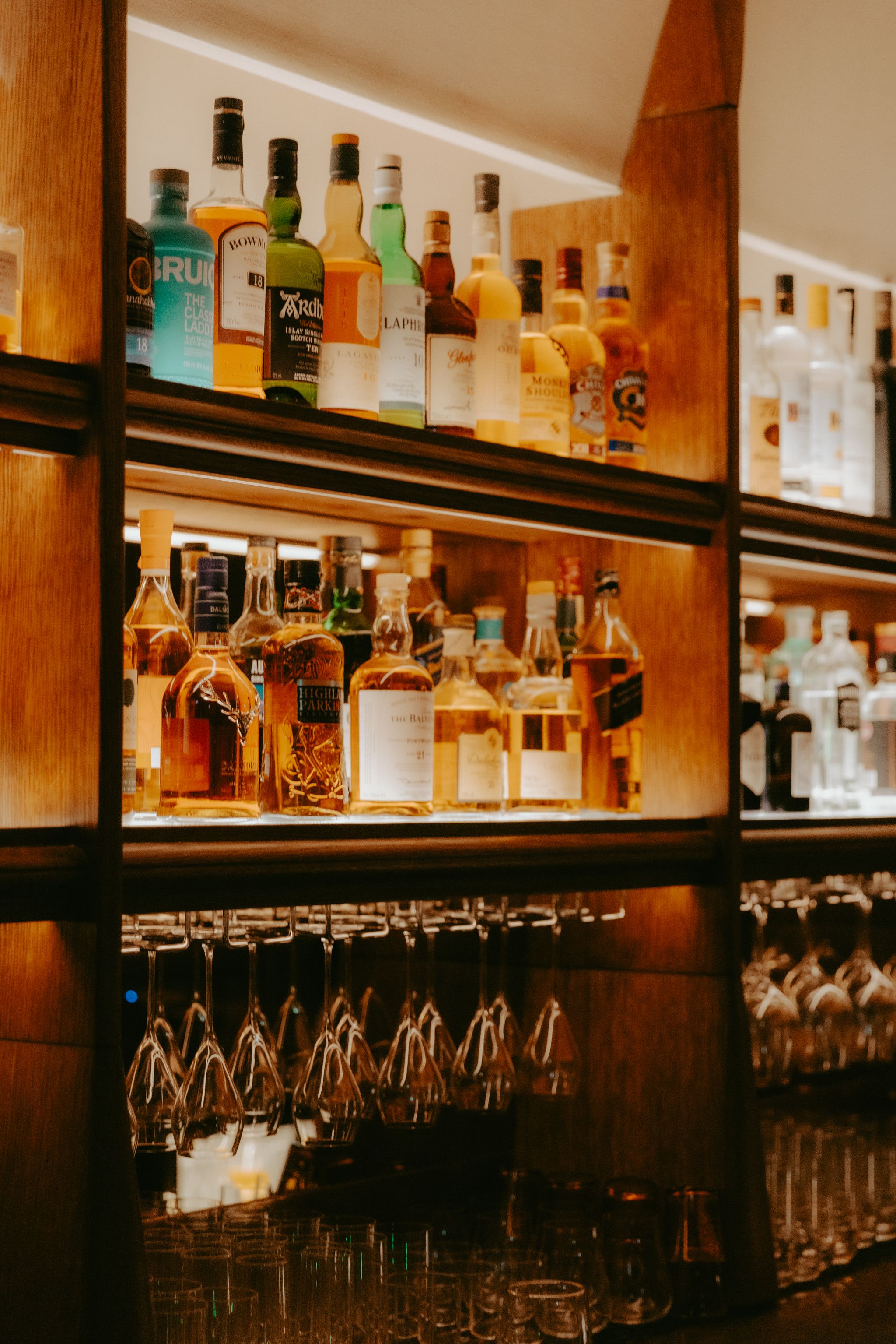Photo of the drinks and glasses at the bar