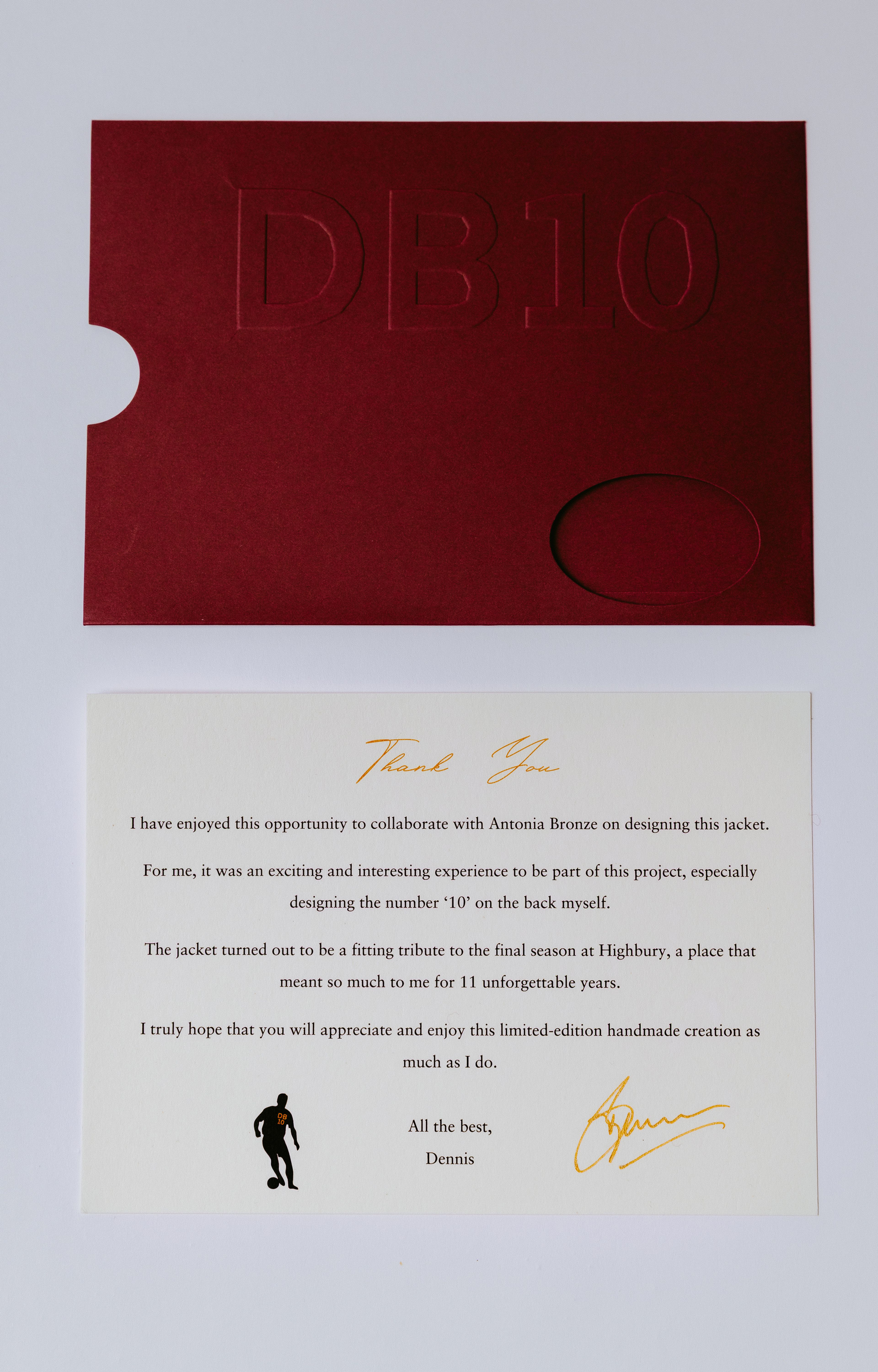 Photo of personalised letter from Dennis Bergkamp