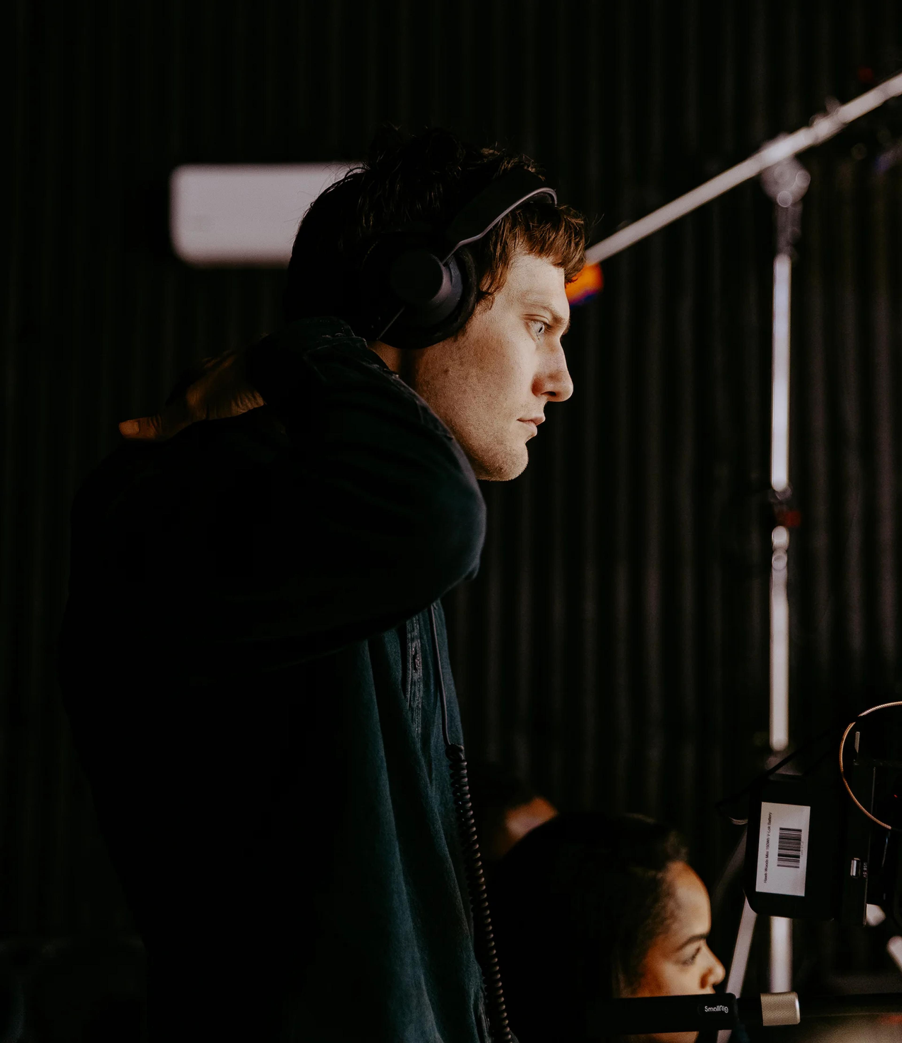 Oli looking focused during a production shoot